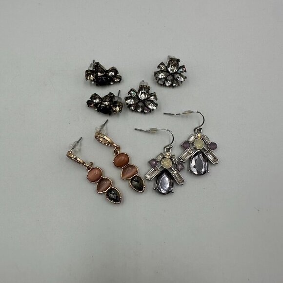 3/$30 Earring Lot Pierced Statement Crystal Rhinestone Teardrop Jewel Dangle - Picture 4 of 15